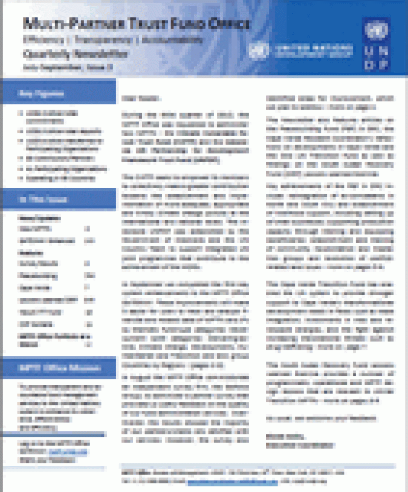 Third Quarter 2012 Multi-Partner Trust Fund Office Newsletter Third Quarter 2012 Multi-Partner Trust Fund Office Newsletter
