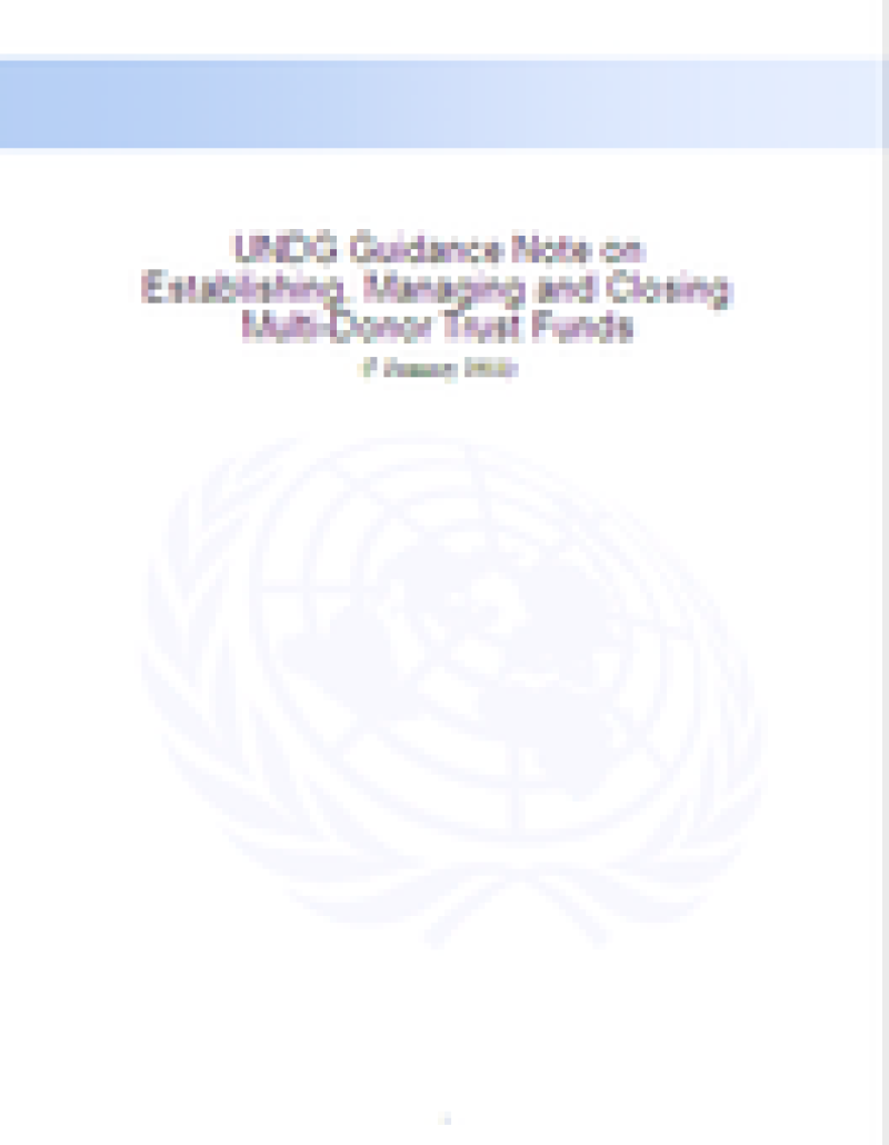 New UNDG MDTF Guidance Note New UNDG MDTF Guidance Note